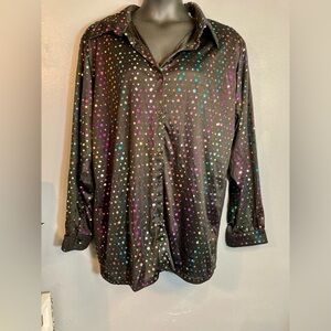 Dreamguy mens black rainbow sequin button up shirt